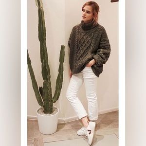 ZADY Grey Oversized Cable Knit Sweater